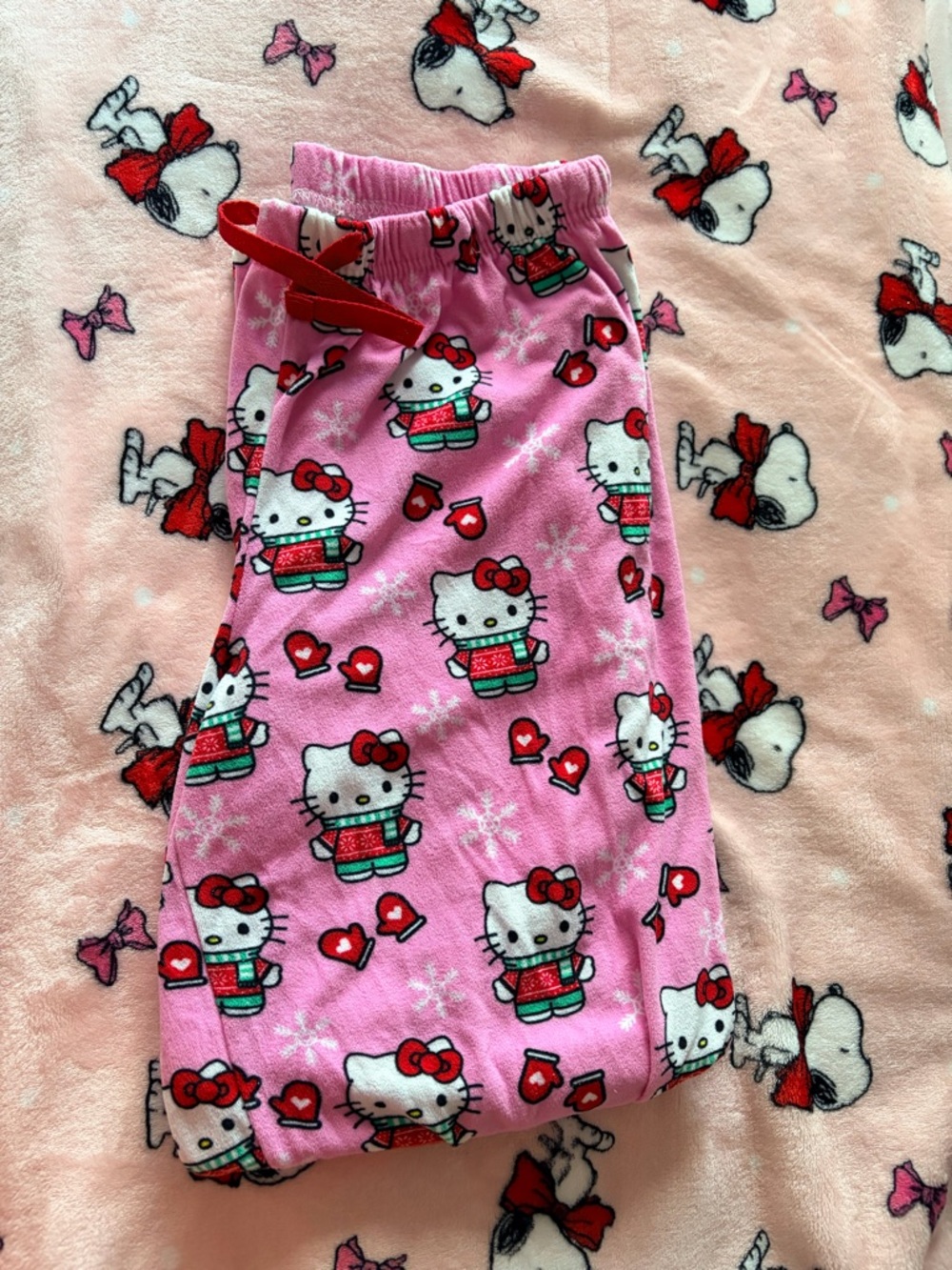 Sanrio Hello Kitty Pink Red-Accent Fleece Pajama Pants